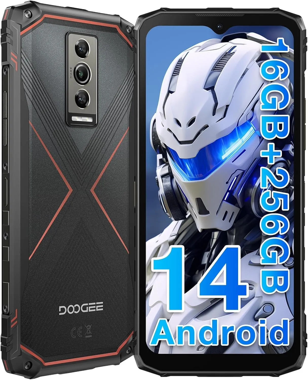 DOOGEE Blade 10 Pro (2025) Rugged Phone,10.7mm Ultra-Thin,16GB 256GB Rugged Smartphone,Android 14 Octa Core,6.56" HD 90Hz,50MP 8MP,IP68/IP69K Waterproof Phone,Widevine L1,NFC/Face Unlock