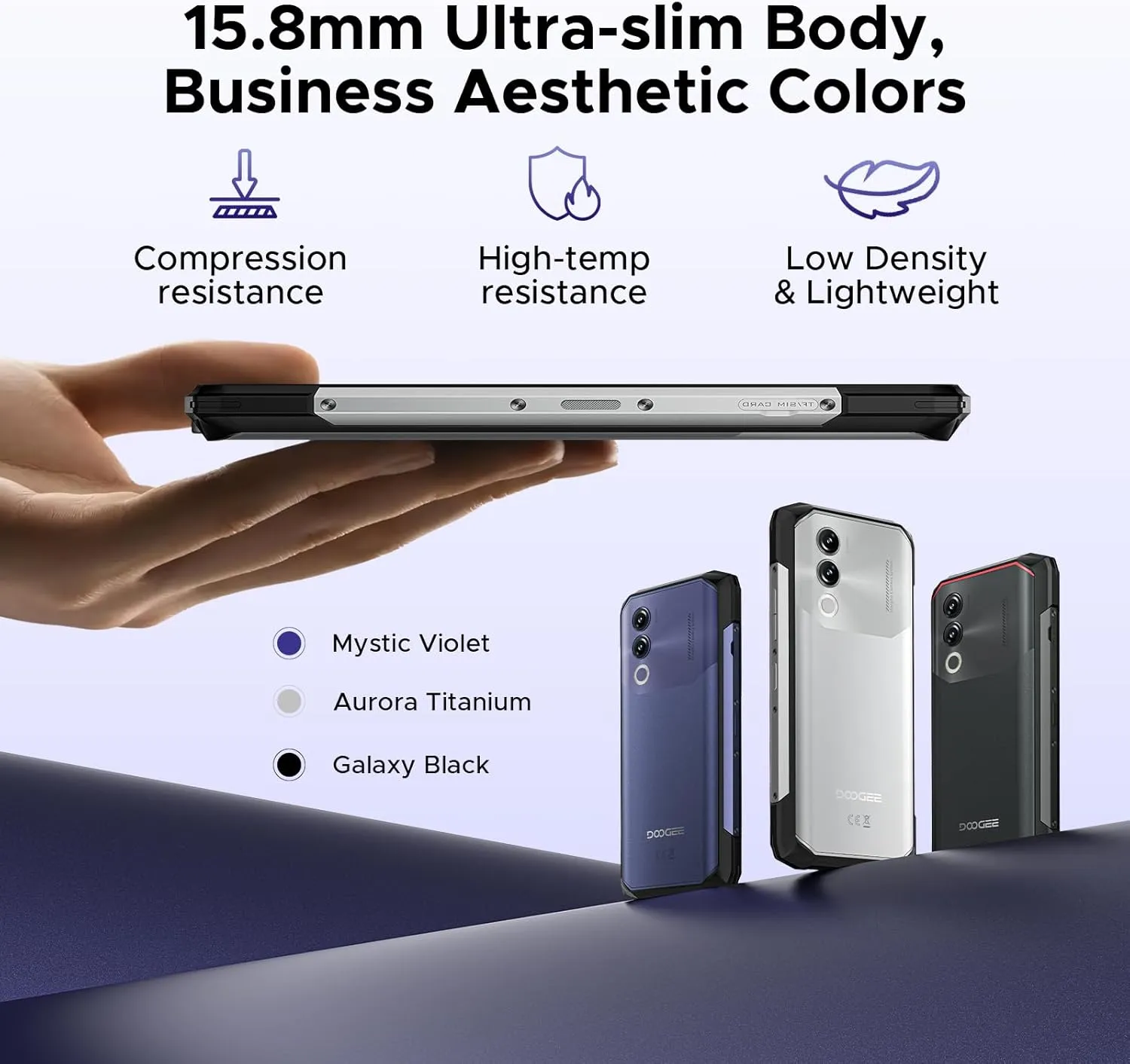 DOOGEE Blade 20 Android 15 Rugged Smartphone,10300mAh/18W,20GB 128GB/TF 2TB Octa Core Rugged Phone,6.6" HD  Gaming Phones,16MP Camera,IP68/IP69K Waterproof Phone,Triple Slot/NFC/Face ID/GPS