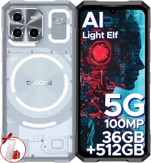 DOOGEE Blade GT Ultra Rugged Phone Unlocked 5G,AI Rugged Smartphone with LED Light Effect,6.72" FHD  120Hz,4nm D7300 CPU,36GB 512GB/2TB DDR5,10.5mm Ultra-Thin Gaming Phones,100 AI Camera/WIFI6/NFC
