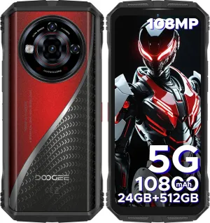 DOOGEE S118 Pro (2025) Rugged Smartphone 5G,10800mAh(33W) 24GB 512GB/2TB Rugged Phone,DDR5,108MP 20MP Night Vision,6.6''FHD 120Hz Rugged Unlocked Cell Phone,Dual SIM/Dual Unlock/NFC/GPS/OTG/WiFi 6