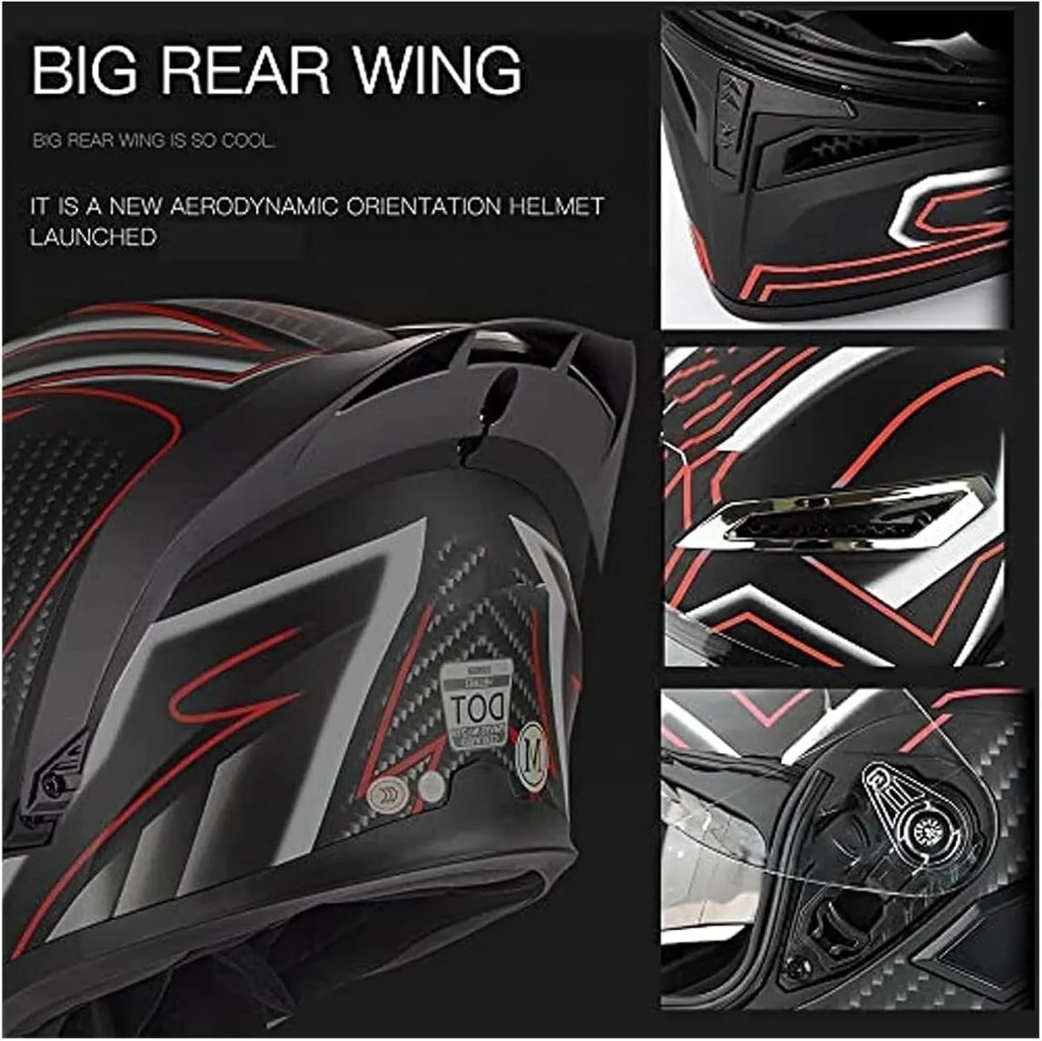 DOT Approved Cool Bluetooth Full Face Motorcycle Helmet, Multiple Vents Motorbike Integrated Helmet for Adults Men and Women, Built-in Dual Speaker with Microphone