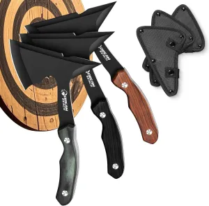 Dream Reach Professional Throwing Axe Set – 3-Pack High-Carbon Steel Throwing Axes Throwing Game for Backyard with Sheaths and Ergonomic Handles for Competition and Recreation
