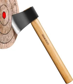 Dream Reach Professional Throwing Axe - with Wooden Handle, Hand Forged Throwing Hatchet, 15.7" Throwing Game Axe for Backyard, Competition, Recreation
