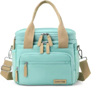 Durable Insulated Double Layer Lunch Bag for Work with Ice Cooler Adult, Leakproof Heat Preservation Thermal Insulated (Green,Lunch Bag)