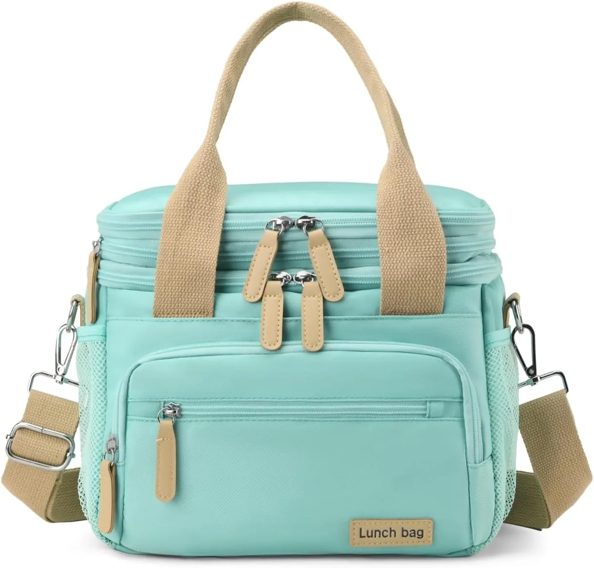 Durable Insulated Double Layer Lunch Bag for Work with Ice Cooler Adult, Leakproof Heat Preservation Thermal Insulated (Green,Lunch Bag)