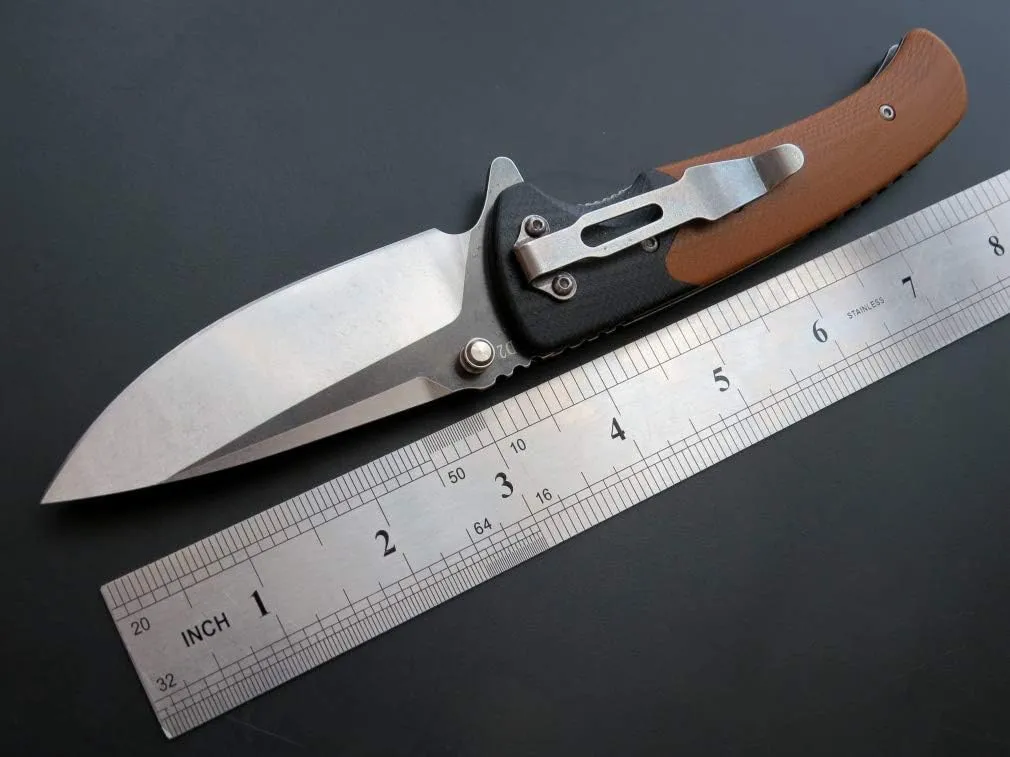 Eafengrow EF67 Pocket Knife with Metal Clip,D2 Steel Blade G10 Handle EDC folding knife Tool Liner Lock for Tourist Outdoor Camping Hiking Tactical (EF67-brown)