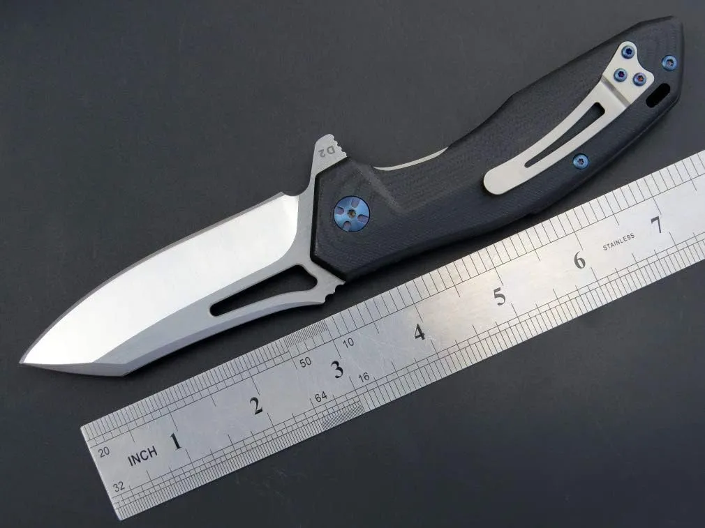 Eafengrow EF911 Folding Knife D2 Steel Blade G10 Handle EDC Pocket Knife Tactical Tool Knives for Camping Outdoor Hiking (Black)