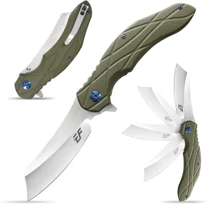 Eafengrow EF919 Folding Knife with Pocket Clip D2 Steel Blade G10 Handle EDC Tool Outdoor Knives for Camping Fishing Hiking(Green)