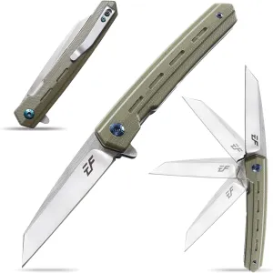 Eafengrow EF946 Folding Knife D2 Steel Blade G10 Handle EDC Tool Knives for Camping Hiking Survival Outdoor (GREEN)