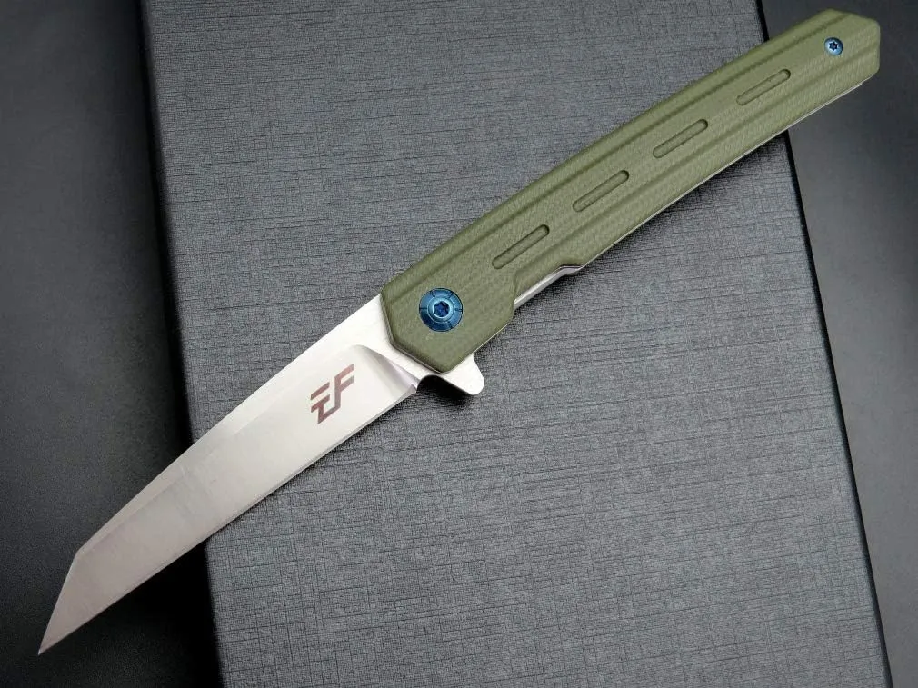 Eafengrow EF946 Folding Knife D2 Steel Blade G10 Handle EDC Tool Knives for Camping Hiking Survival Outdoor (GREEN)