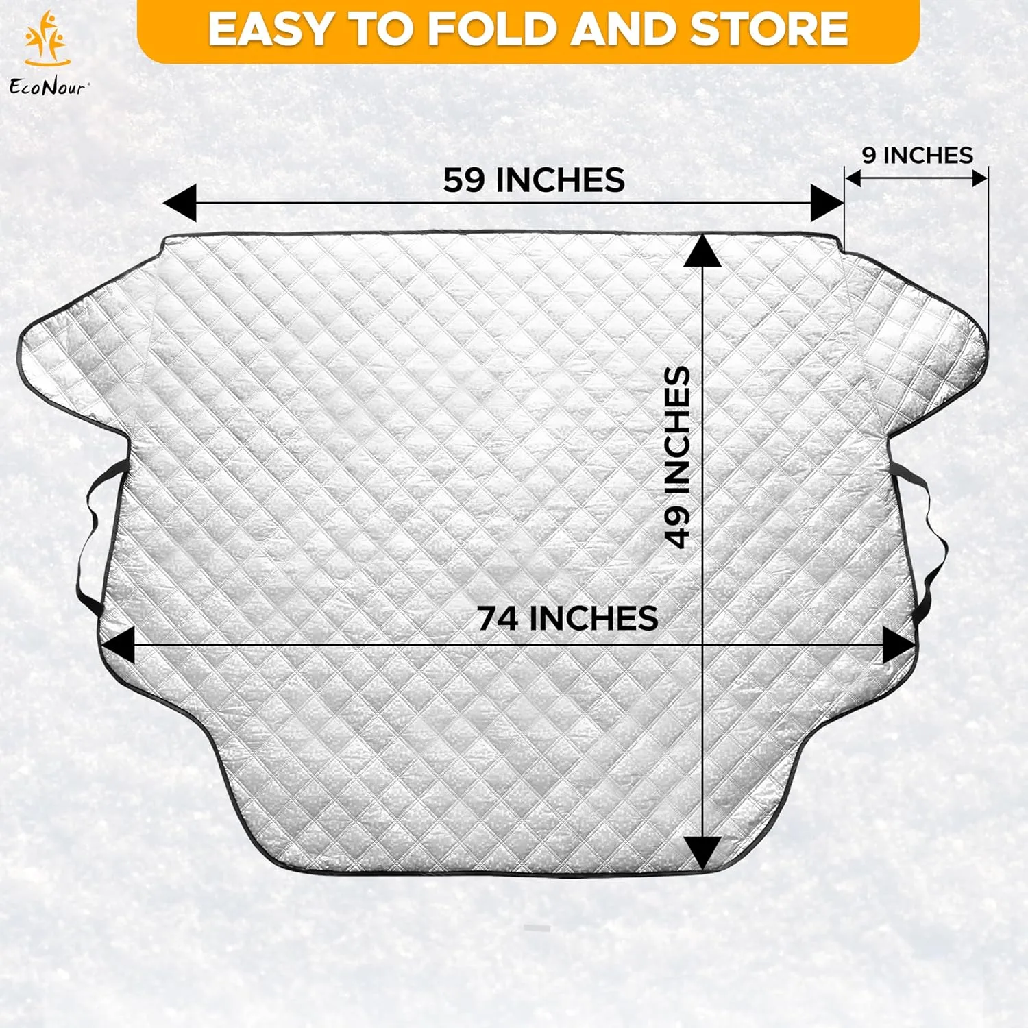 EcoNour Truck and SUV Windshield Cover for Ice and Snow | Heavy Duty Winter Windshield Snow Cover for Car| Frost and Ice Shield for Large Vehicles | Winter Car Accessories | X-Large (74" x 49")