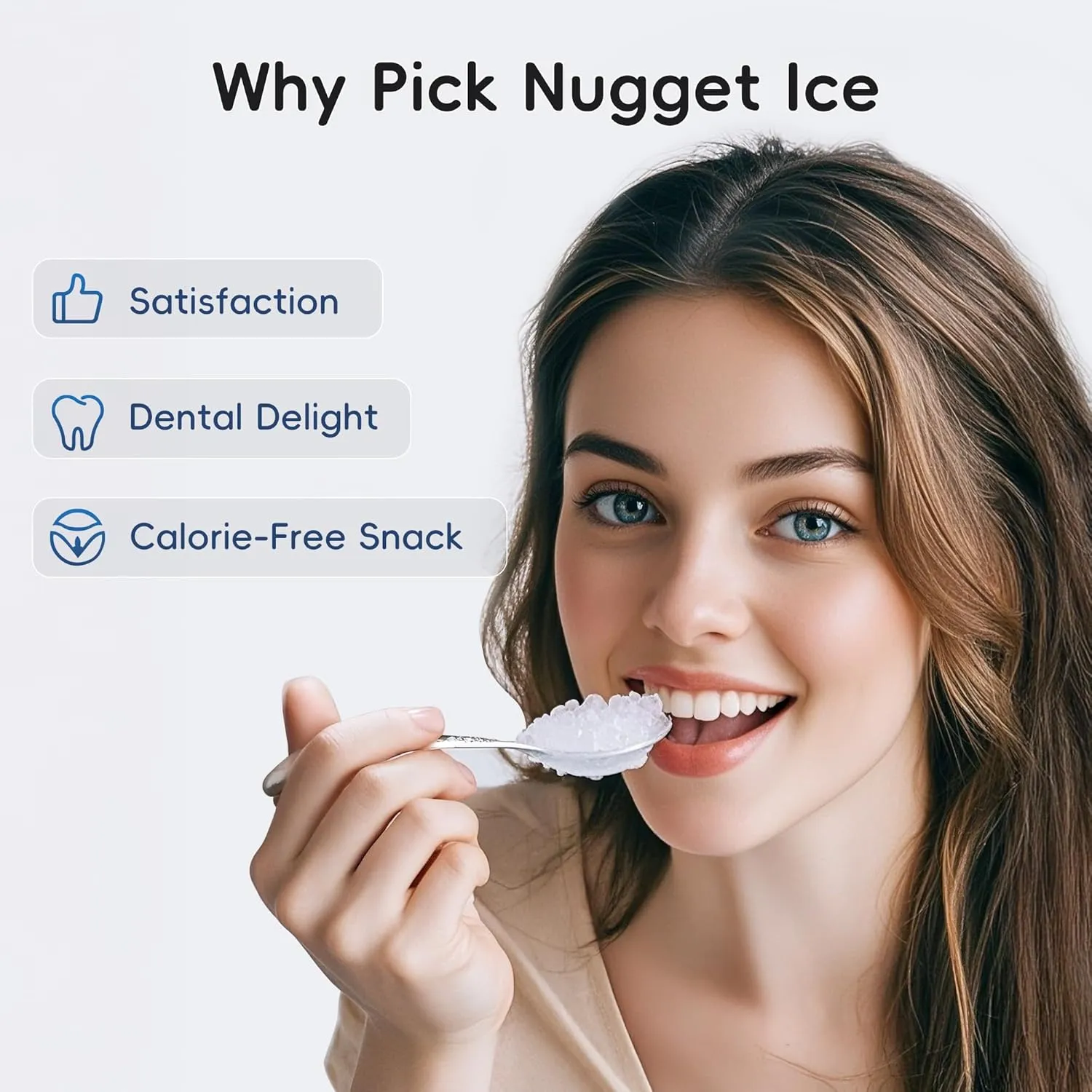 ecozy Nugget Ice Maker Countertop with Handle, Pebble Ice in 5 Mins, 33 lbs Per Day, Self-Cleaning Ice Machine with Ice Bags and Scoop, Portable Ice Maker for Kitchen, Bar, Parties, Camping, RV