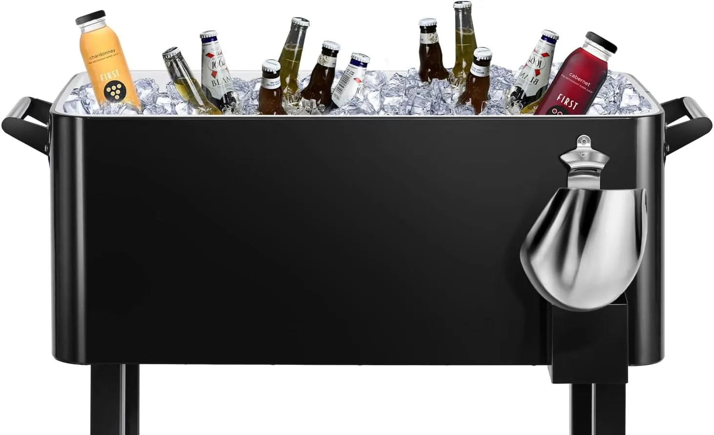 EDOSTORY 80 Quart Rolling Ice Chest Cooler Cart,Patio Backyard Party Drink Beverage Bar Stand Up Cooler Trolley with Ice Scoop