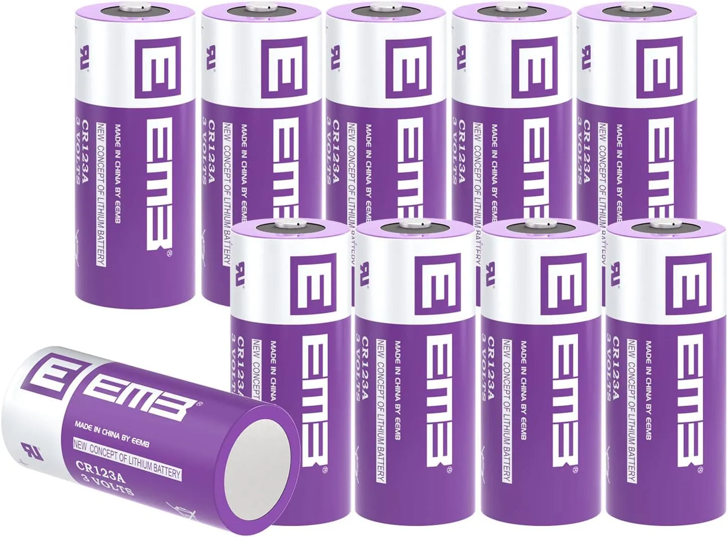 EEMB 10PACK CR123A Lithium Batteries 3V 1700mAh CR123 Battery with High Capacity for Flashlight Toys Alarm System Non-Rechargeable Battery