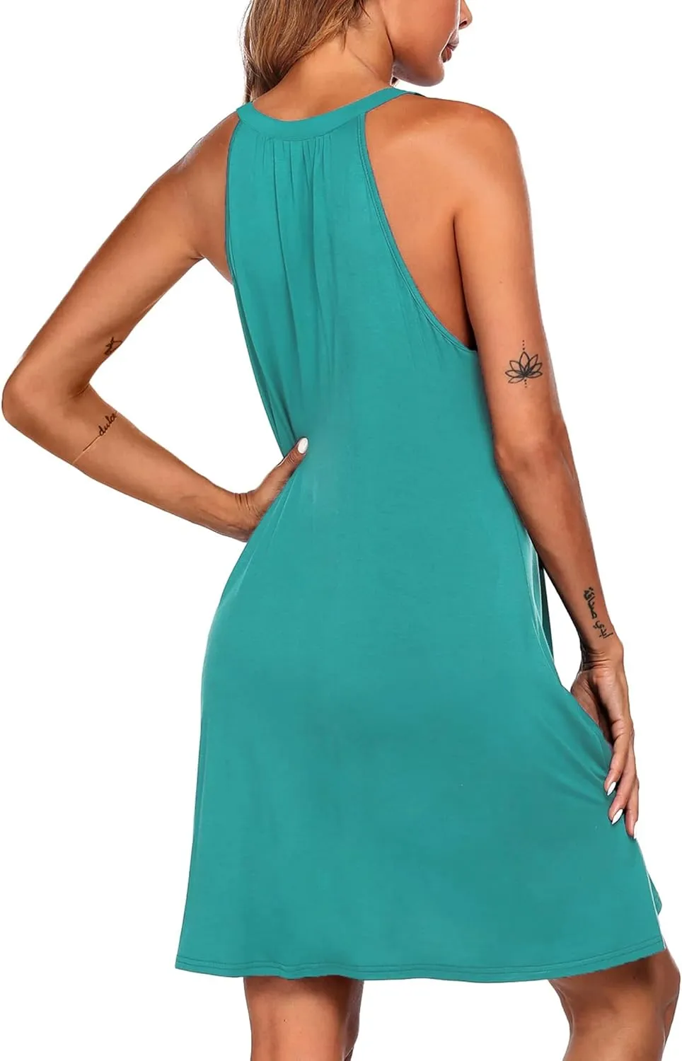 Ekouaer Womens Nightgown Sleeveless Sleepwear V Neck Racerback Sleep Dress