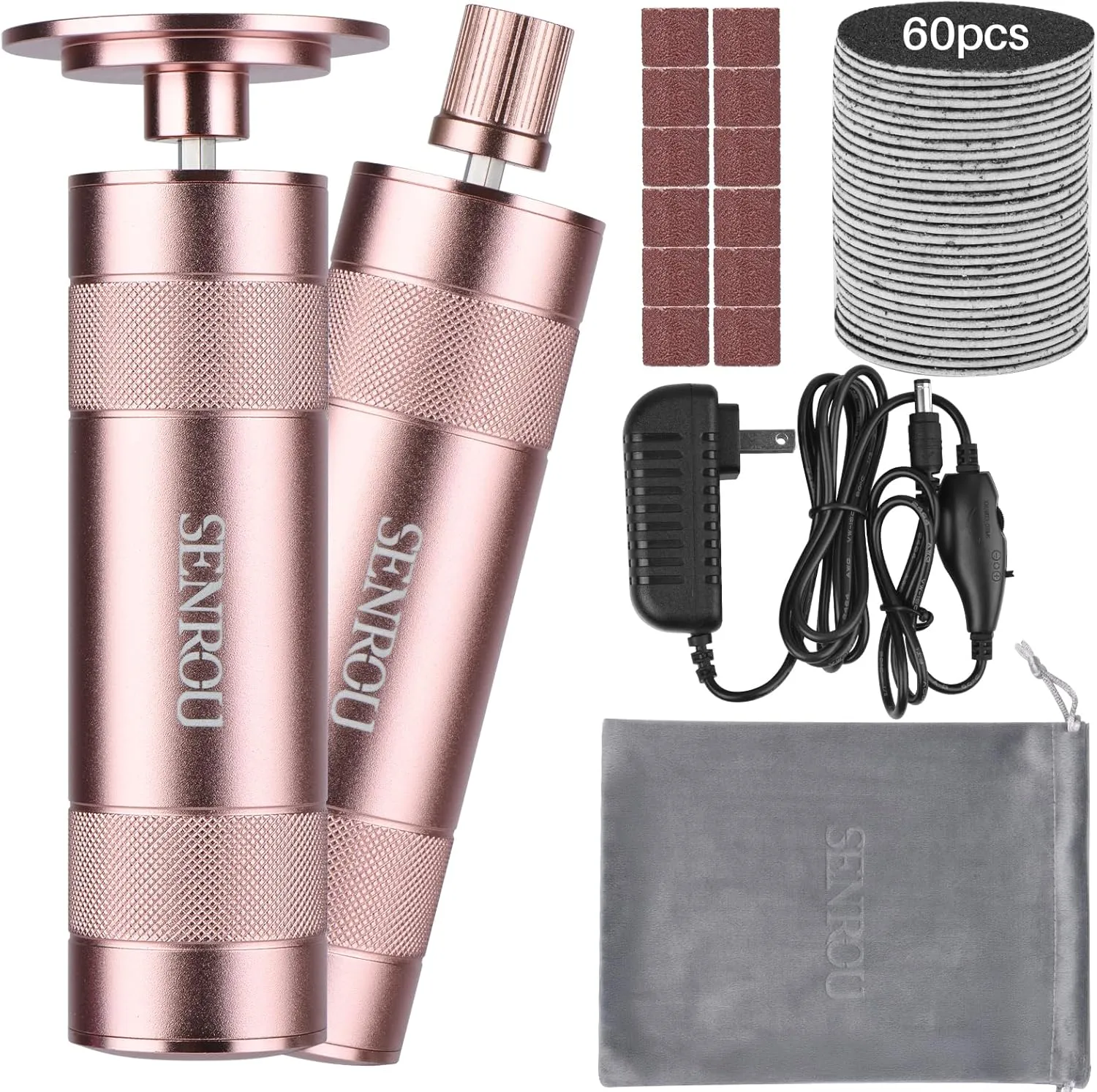 Electric Foot Callus Remover,2-in-1 Foot Filer/Nail Filer, Pedicure Kit Foot Scrubber Deadskin Callus Remover, Foot Care Kit Pedicure Tools for Dead Skin Callus Hardskin Dry Cracks-Champagne Gold