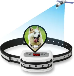 Electric GPS Wireless Dog Fence System, Pet Containment System with Waterproof and Rechargeable Training Collar Receiver for Dogs Pets Container Boundary (White)