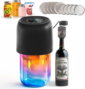 Electric Mason Jar Vacuum Sealer Kit, 4 in 1 Automatic Vacuum Sealer for Jars with External Assembly Vacuum Pump Compatible with Vacuum Bags, Wine Bottle, Wide/Regular Mouth Mason Jars