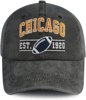 Embroidered City Football Hat for Men Women, Adjustable Unisex Cotton Fans Baseball Cap