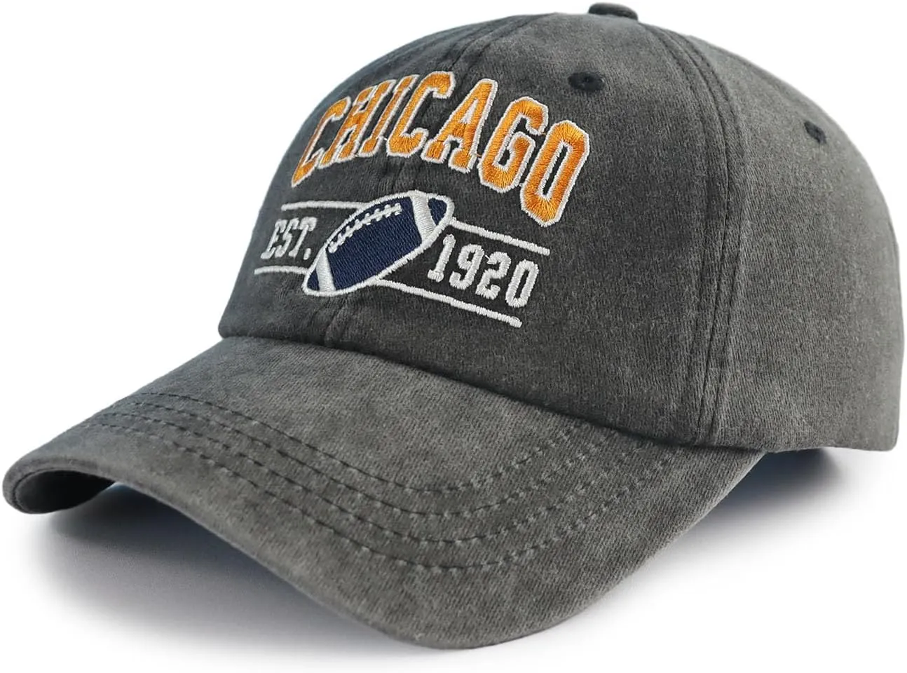 Embroidered City Football Hat for Men Women, Adjustable Unisex Cotton Fans Baseball Cap