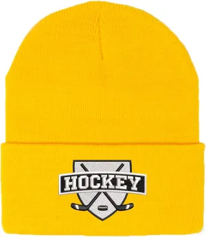 Embroidered Ice Hockey Thick and Warm Skull Cap Cuffed Beanie Men Women Kids