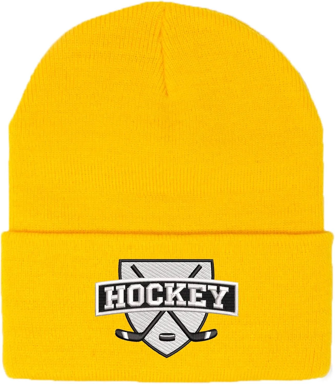 Embroidered Ice Hockey Thick and Warm Skull Cap Cuffed Beanie Men Women Kids