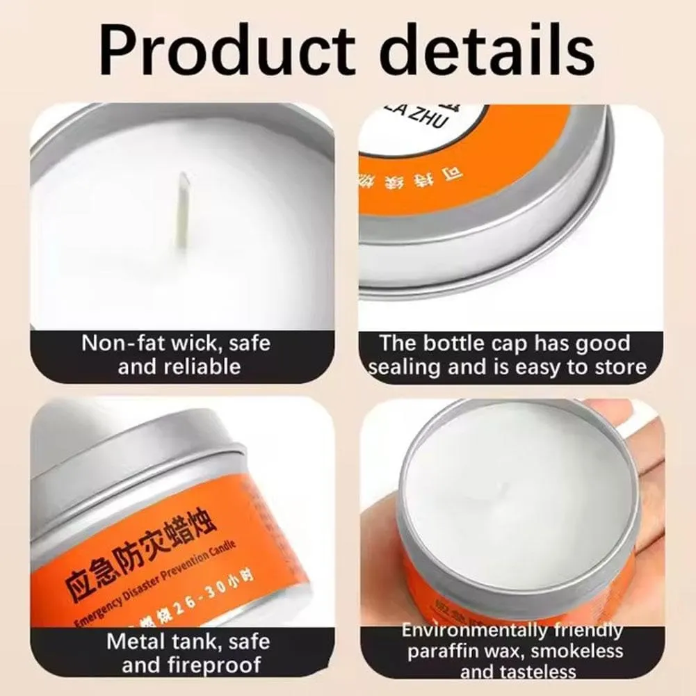Emergency Candle Bulk, Survival Candles Long Burning, Emergencies Candle in Tin Box, Great Disaster Prevention Light Source Gear for Survival, Camping, and Peace of Mind