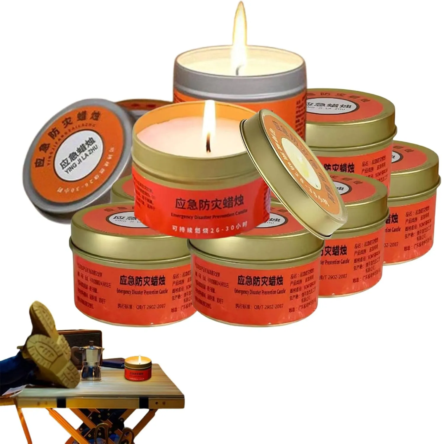Emergency Candle Bulk, Survival Candles Long Burning, Emergencies Candle in Tin Box, Great Disaster Prevention Light Source Gear for Survival, Camping, and Peace of Mind