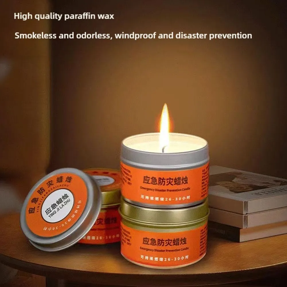 Emergency Candle Bulk, Survival Candles Long Burning, Emergencies Candle in Tin Box, Great Disaster Prevention Light Source Gear for Survival, Camping, and Peace of Mind