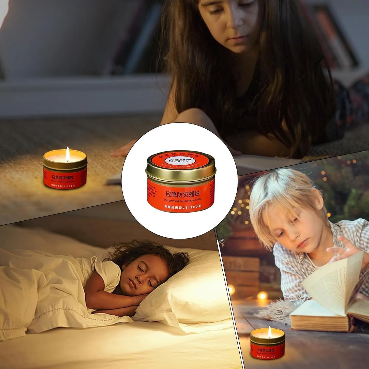 Emergency Candle Bulk, Survival Candles Long Burning, Emergencies Candle in Tin Box, Great Disaster Prevention Light Source Gear for Survival, Camping, and Peace of Mind