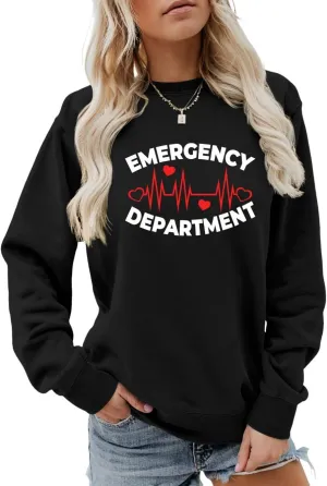Emergency Department Sweatshirt Emergency Room Healthcare Nursing Sweater Women Funny Crewneck ER Nurse Shirt Gifts