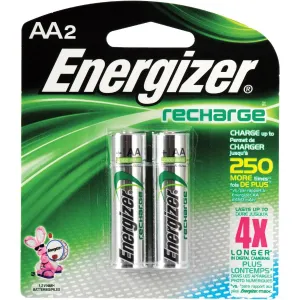 Energizer NH15BP-2 AA Nickel Rechargeable Batteries, 2 Pack