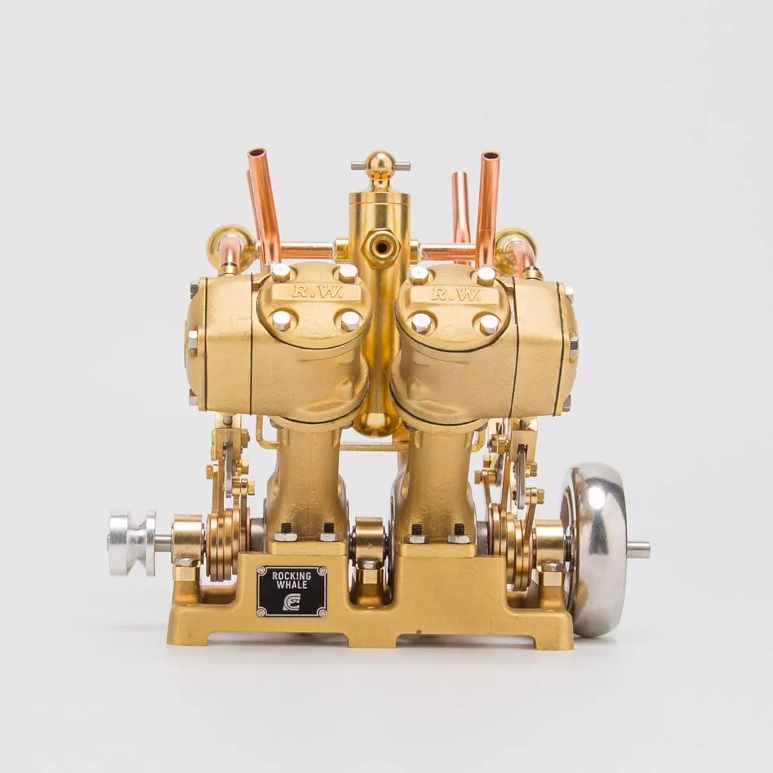 Engine Model Kit That Works, RW-V4 Mini V-Shape 4-Cylinder Reciprocating Steam Engine Model for 90-150cm Steamships (Boiler Not Included)