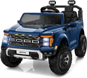 ENYOPRO 24V Ride on Toys for Big Kids, Licensed Ford F-150 Raptor Kids Electric Car with Remote Control, Kid Ride on Truck with 20" Spacious Seat, High Low Speed, Bluetooth, Music (Blue)