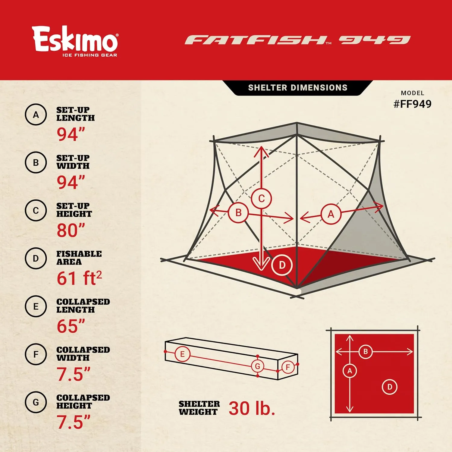 Eskimo FatFish Series Pop-Up Portable Ice Fishing Shelter