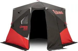 Eskimo Outbreak Portable Pop-Up Ice Fishing Shelter, Stormshield Insulated Fabric, No Trip Door, Durable Hub Design, Deluxe Tie Downs, Red/Black