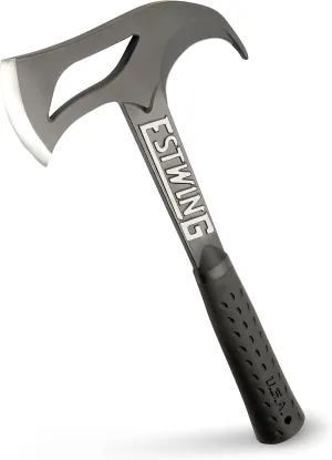 ESTWING Hunter's Axe - 14.25" Forged Steel Hatchet with Gut Hook & Shock Reduction Grip - EBHA
