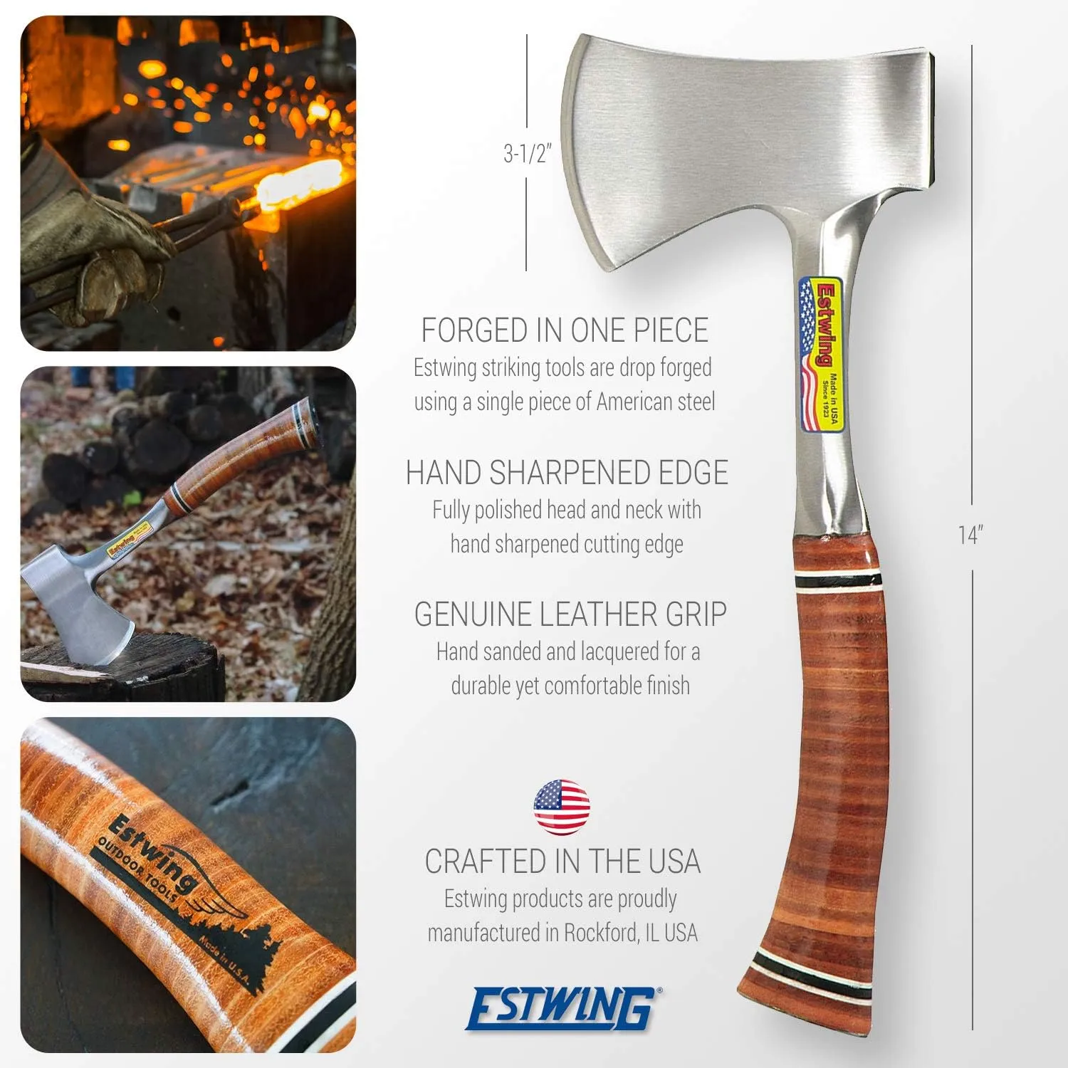 Estwing Sportsman's Axe - 14" Camping Hatchet Bundle with Fireside Friend Axe - 14" Wood Splitting Maul