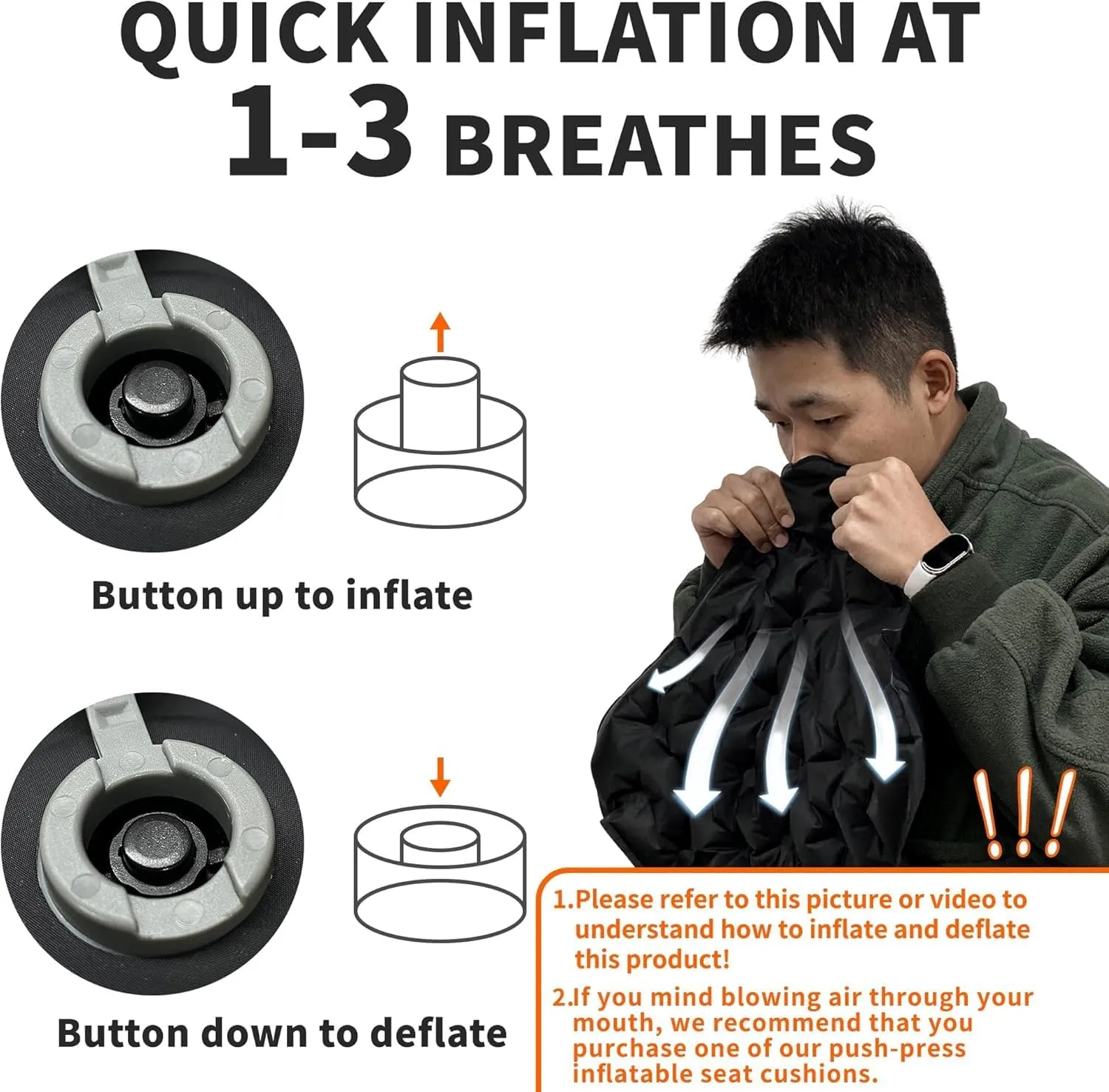 Eulant Lightweight Inflatable Air Seat Cushion - Portable Travel Cushion, Suitable for Camping, Hiking, Climbing, Bleacher, Home and Office