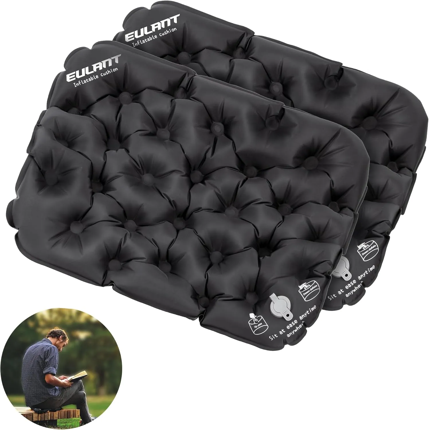 Eulant Lightweight Inflatable Air Seat Cushion - Portable Travel Cushion, Suitable for Camping, Hiking, Climbing, Bleacher, Home and Office
