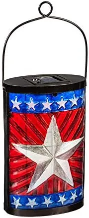 Evergreen Flag Stunning Patriotic Star Solar Lantern 14.8 inches