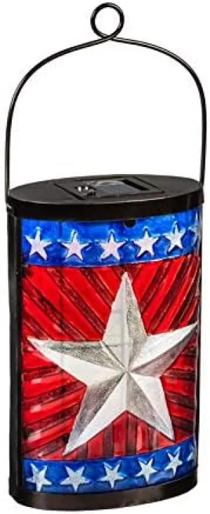 Evergreen Flag Stunning Patriotic Star Solar Lantern 14.8 inches