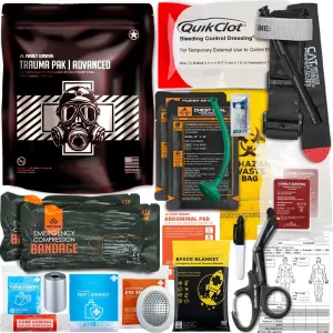 EVERLIT Trauma Pak, with CAT GEN-7 Tourniquet QuikClot Hemostatic Dressing Rolled Gauze Mil-Spec Military Tactical Bleeding Control Supplies (Advanced)