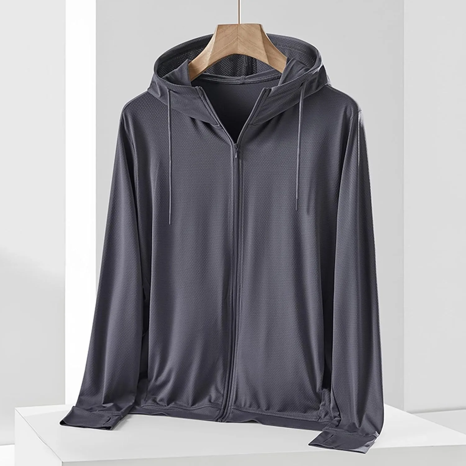Exquisite UV Proof Hoodies Sunwear Jackets for Men Ice Feeling Outdoor Going Out Long-sleeve Loose Sun Protection Coat