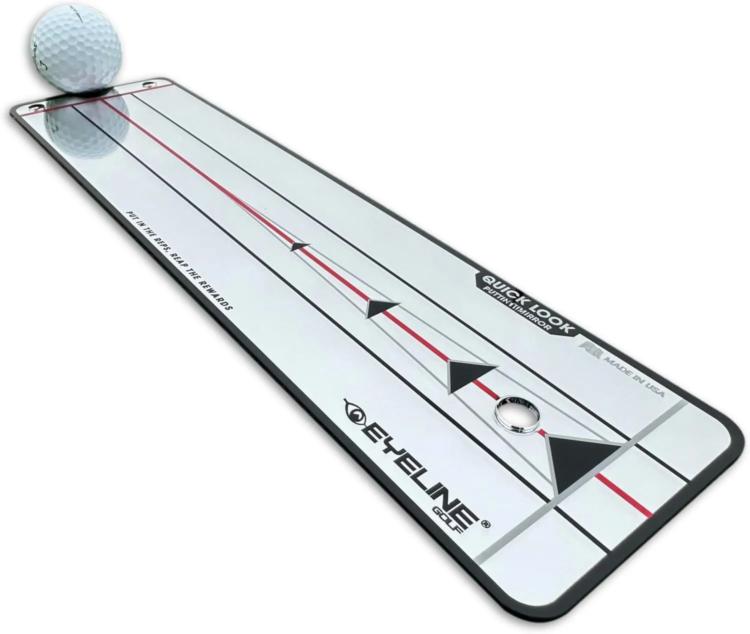 EyeLine Golf Edge Rail and Quick Look Putting Mirror to Improve Your Putting Stroke – Compact Golf Training Aid for Aim, Setup & Alignment – Use Indoor or Outdoors – Works for Right and Left Handed