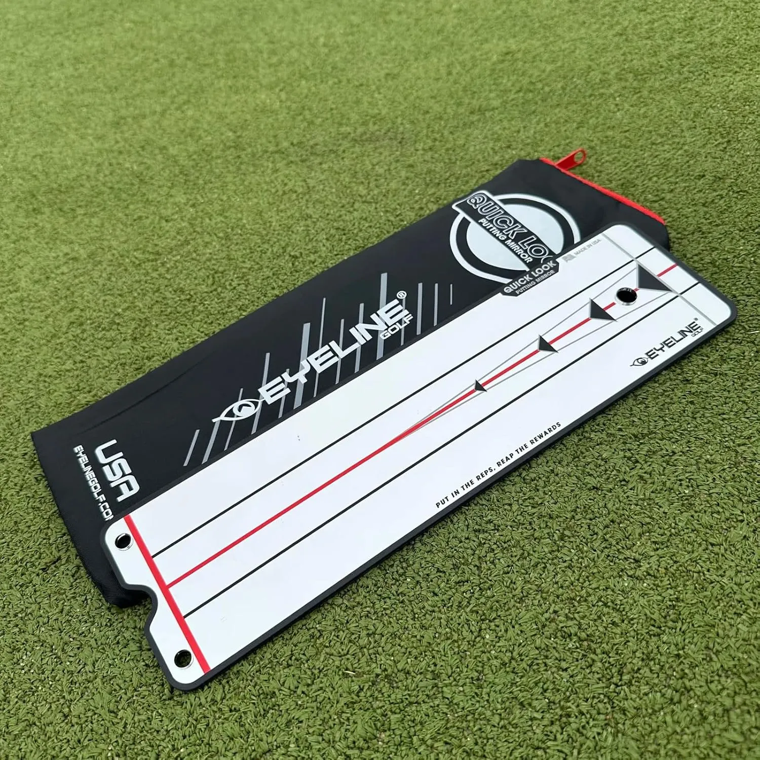 EyeLine Golf Edge Rail and Quick Look Putting Mirror to Improve Your Putting Stroke – Compact Golf Training Aid for Aim, Setup & Alignment – Use Indoor or Outdoors – Works for Right and Left Handed