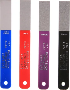 EZE-LAP L PAK4 Set SF/F/M/C Color Coded Diamond Hones, Blue