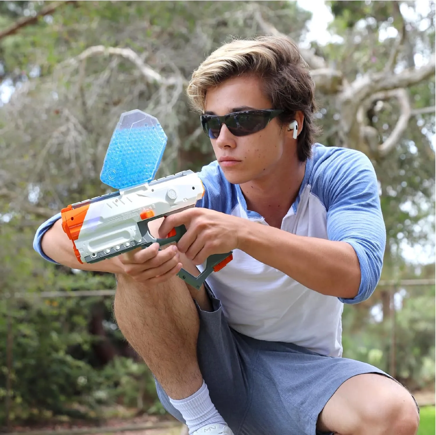 Faction SPECTRE Gel Blaster (Cloud Enabled App, Multiplayer Game Play via Bluetooth) with Night Tracer Technology, 500 Glow Rounds, Target Practice Smart Beacon, 10,000 Blue Rounds, Protective Eyewear