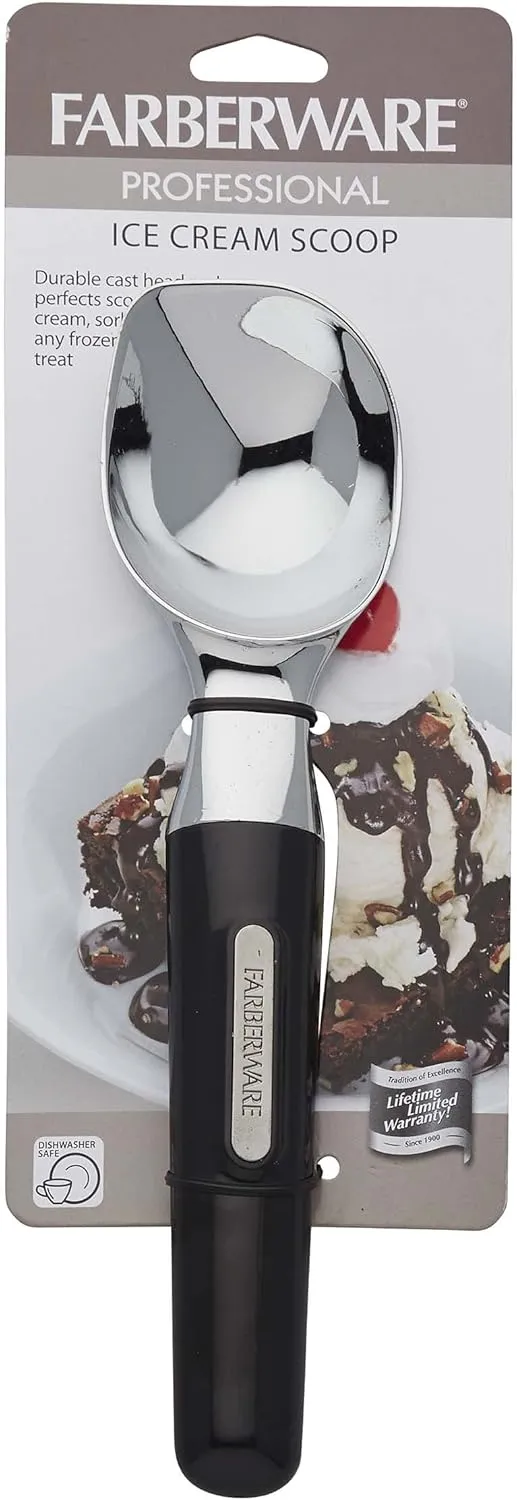​Farberware Professional Ice Cream Scoop, ​​Comfortable Handle, Heavy Duty, Professional Grade Scooper, Get Perfect Shape Scoops, Great for Spooning Frozen Hard Gelato and Sorbet, Cookie Dough, Melon