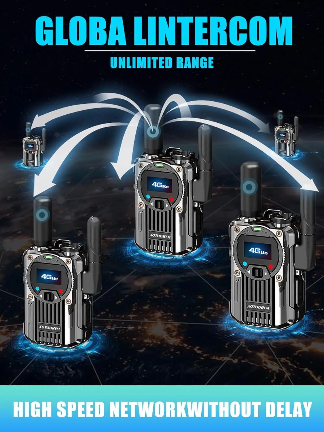 Fast Unlimited Range Radios Long Range walkie talkies 1000miles Handheld radios Two Way radios Portable radios Portable am fm Long Distance walkie talkies 5000 Miles（4pcs with SIM Card）